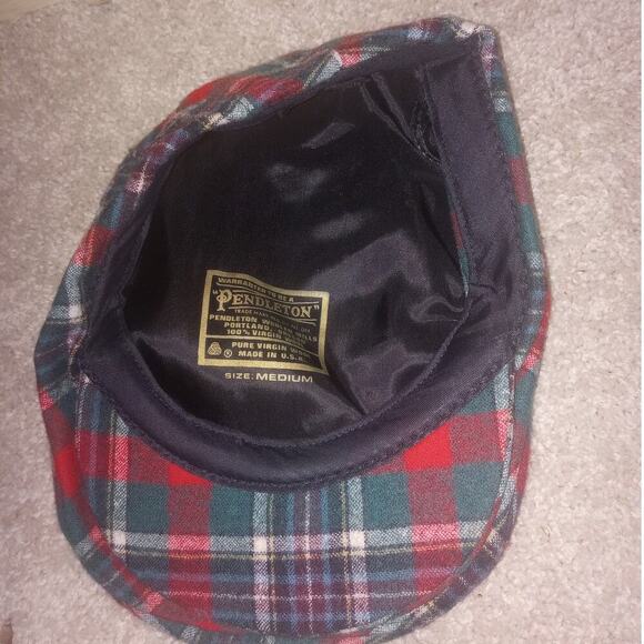 Vintage Pendleton Plaid Virgin Wool Hat Newsboy Medium - Picture 2 of 3